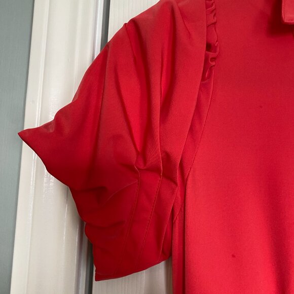 Tristan Red Fit & Flare Puff Sleeve Wrap Dress – Size S/P - Picture 5 of 10